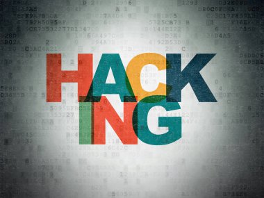 Emniyet konsepti: dijital veri kağıt arka plan üzerinde Hacking