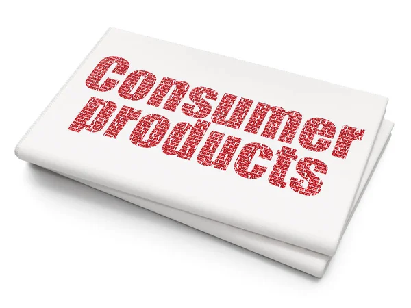 Concetto di finanza: prodotti di consumo su sfondo Blank Newspaper — Foto Stock