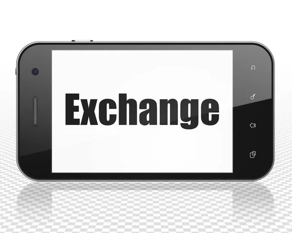 Concetto bancario: Smartphone con Exchange in mostra — Foto Stock