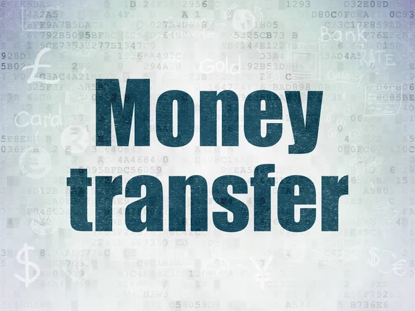 Concepto de dinero: Transferencia de dinero en el fondo de datos digitales —  Fotos de Stock
