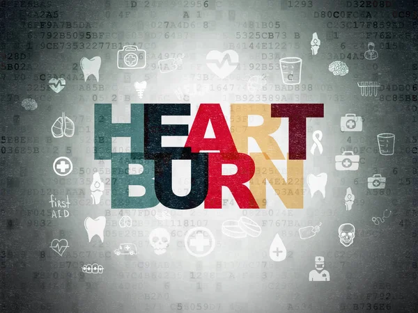 Healthcare concept: Heartburn on Digital Data Paper background — Stock Photo, Image