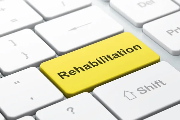 Gesundheitskonzept: Rehabilitation auf Computer-Tastatur — Stockfoto
