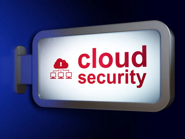 Concetto di cloud computing: Cloud Security e Cloud Network su sfondo cartellone — Foto Stock