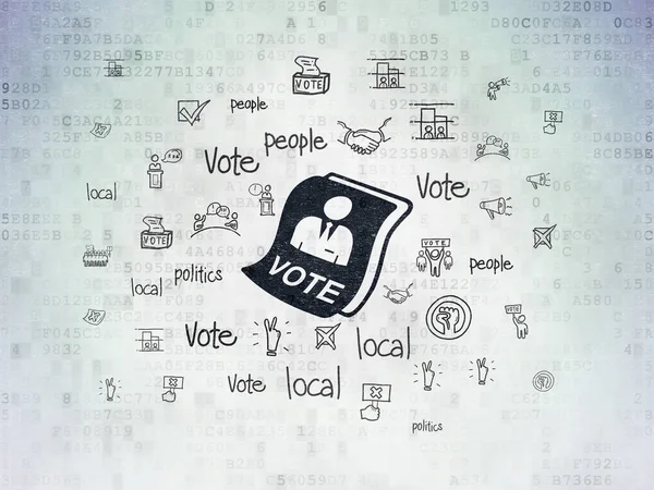 Политическая концепция: Бюллетень для голосования на фоне цифровых данных — стоковое фото