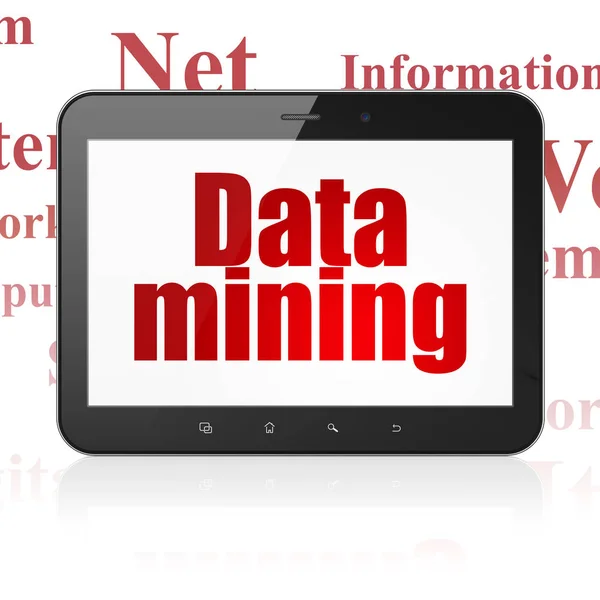 Gegevens concept: Tablet PC met Data Mining tentoongesteld — Stockfoto