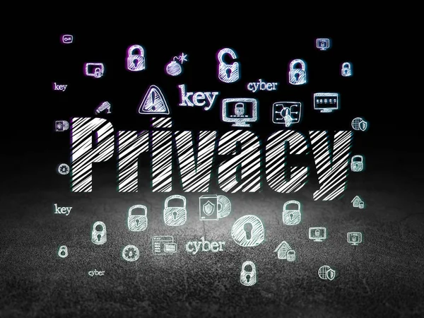 Koncepcja ochrony: prywatność w ciemnym pokoju grunge — Zdjęcie stockowe