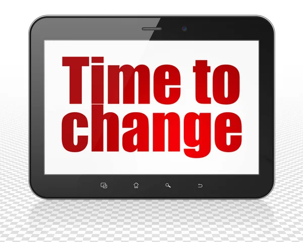 Tijdlijn concept: Tablet Pc-Computer met de tijd aan veranderingen op display — Stockfoto