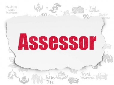 Sigorta kavramı: yırtık kağıt arka plan üzerinde değerlendirme uzmanı