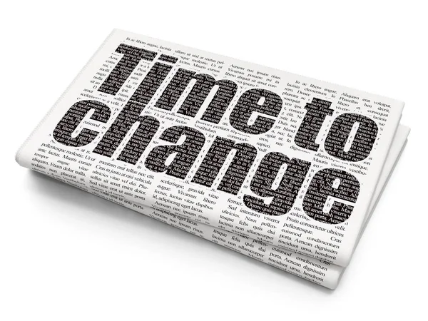 Concepto de línea de tiempo: Tiempo para cambiar en el fondo del periódico —  Fotos de Stock