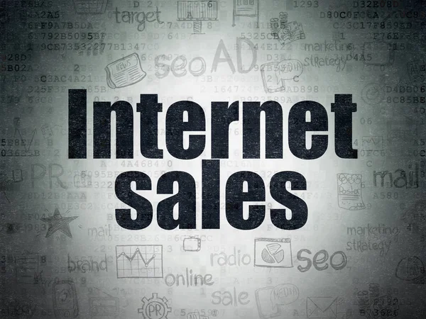 Концепція маркетингу: Інтернет-продаж на фоні цифрових даних — стокове фото