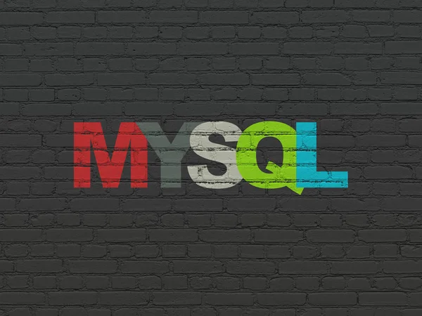 Концепция базы данных: MySQL на фоне стен — стоковое фото