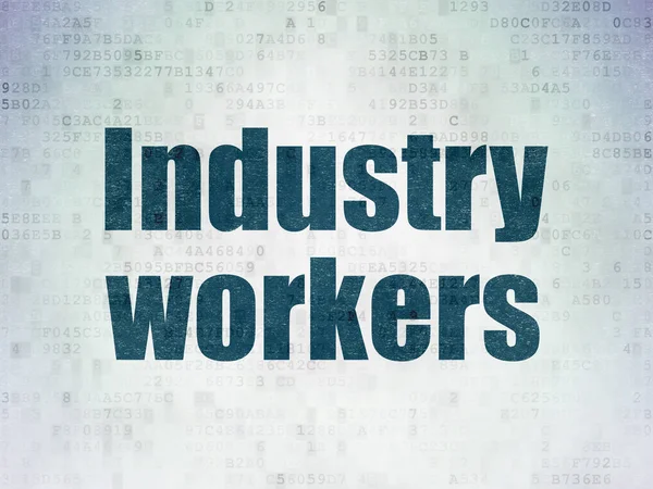 Κατασκευαστικής έννοια: οι εργαζόμενοι της βιομηχανίας στο ψηφιακό χαρτί δεδομένα παρασκηνίου — Φωτογραφία Αρχείου