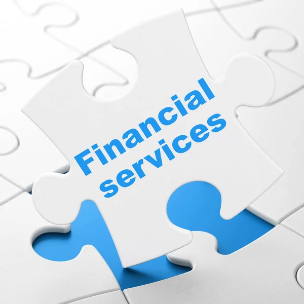 Peníze koncept: finanční služby na pozadí puzzle — Stock fotografie