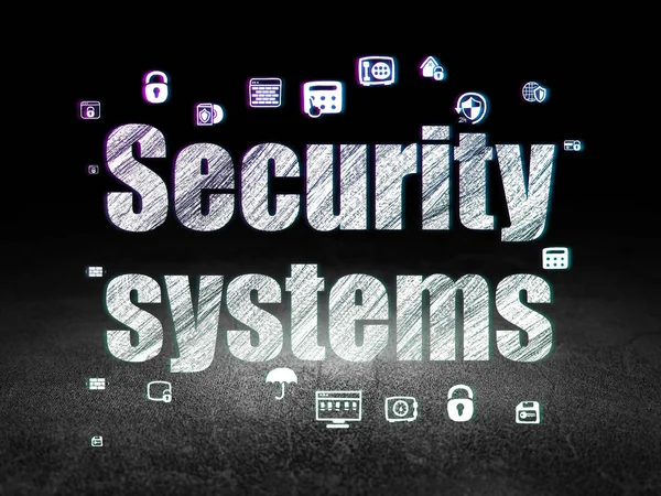 Bezpečnostní koncepce: bezpečnostní systémy v temné místnosti grunge — Stock fotografie
