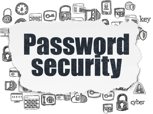 Концепция безопасности: Безопасность пароля на фоне порванной бумаги — стоковое фото