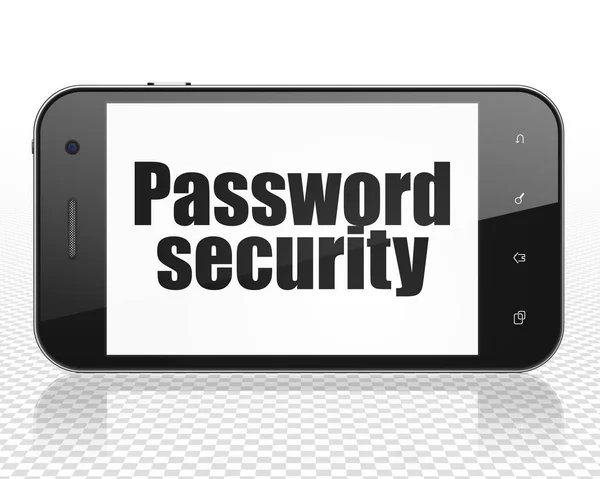 Концепция безопасности: Смартфон с защитой паролем на дисплее — стоковое фото