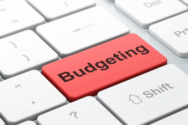 Business concept: Budgeting su sfondo tastiera del computer — Foto Stock