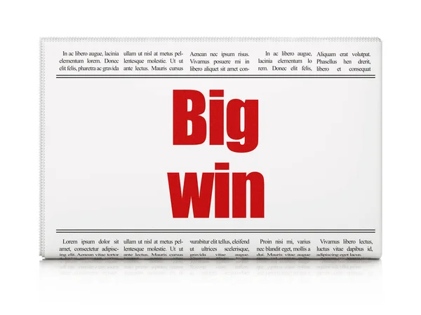 வணிகக் கருத்துஃ செய்தித்தாள் தலைப்பு Big Win — ஸ்டாக் புகைப்படம்