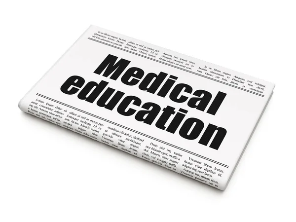 Концепция обучения: заголовок газеты "Медицинское образование" — стоковое фото