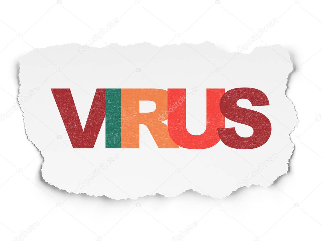 Security concept: Virus on Torn Paper background