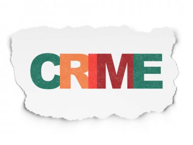 Koruma kavramı: suç yırtılmış kağıt arka plan üzerinde