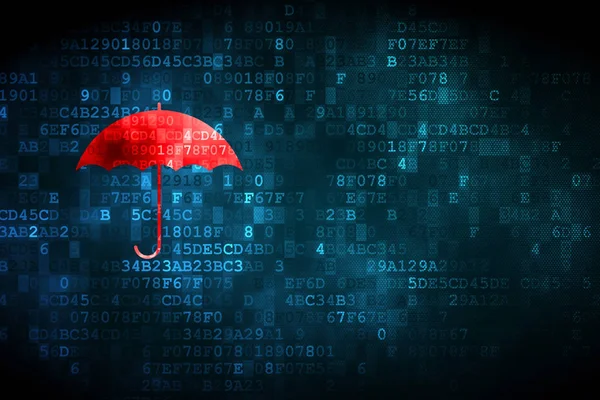Концепция безопасности: зонтик на цифровом фоне — стоковое фото