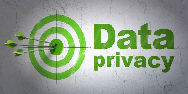 Концепция безопасности: цель и конфиденциальность данных на фоне стены — стоковое фото