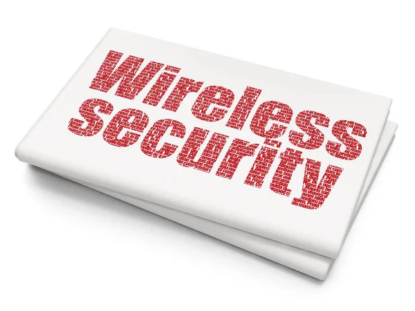 Concetto di sicurezza: sicurezza wireless su sfondo vuoto del giornale — Foto Stock