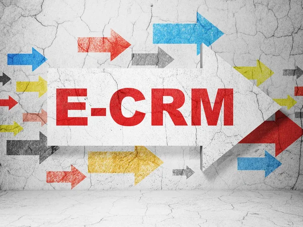 Concetto di finanza: freccia con E-CRM su sfondo grunge wall — Foto Stock