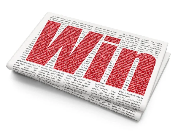 Business concept: Win on Newspaper background — Stock Photo, Image