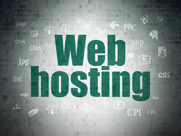 Webdesign-Konzept: Webhosting auf digitalem Datenpapier-Hintergrund — Stockfoto