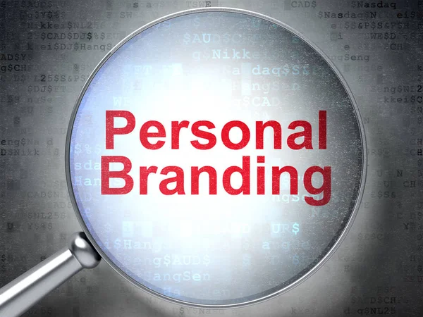 Marketing concept: Personal Branding with optical glass — Stock Photo, Image