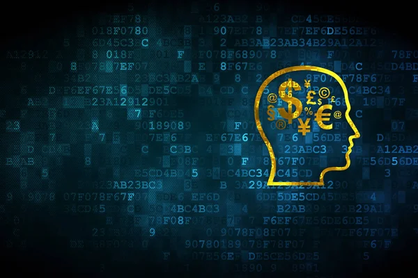 Concepto de educación: Head With Finance Symbol sobre fondo digital — Foto de Stock