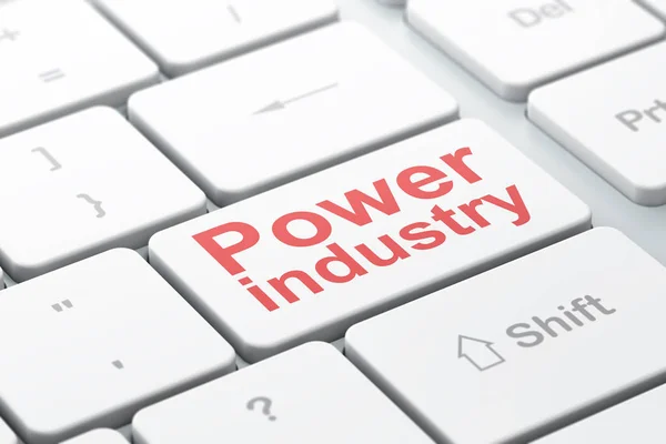 Concetto di industria: industria di potere sullo sfondo della tastiera del computer — Foto Stock