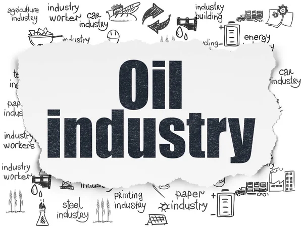Endüstri kavramı: petrol endüstrisinin yırtılmış kağıt arka plan üzerinde