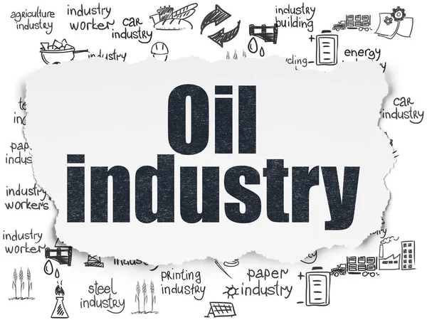 業界の概念: 引き裂かれた紙の背景に石油産業 — ストック写真