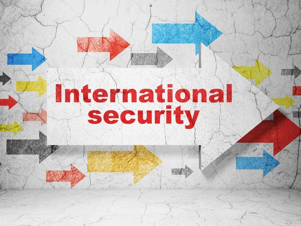 Safety concept: arrow with International Security on grunge wall background — Stock Photo, Image