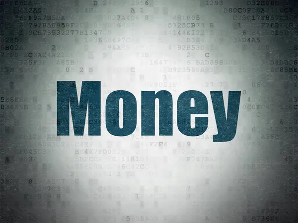 Concepto financiero: Dinero en el fondo del documento de datos digitales —  Fotos de Stock