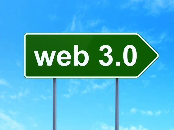 Concept de conception Web : Web 3.0 sur fond de panneau routier — Photo