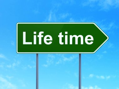 Zaman kavramı: yaşam süresi yol işareti arka plan üzerinde