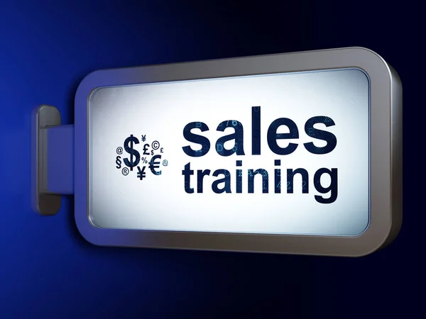 Reclame concept: Sales Training en Financiën symbool op billboard achtergrond — Stockfoto