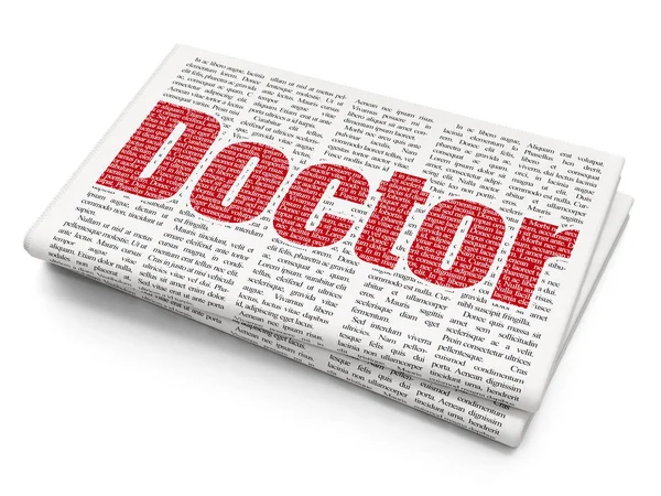Концепція охорони здоров'я: Доктор на фоні газети — стокове фото