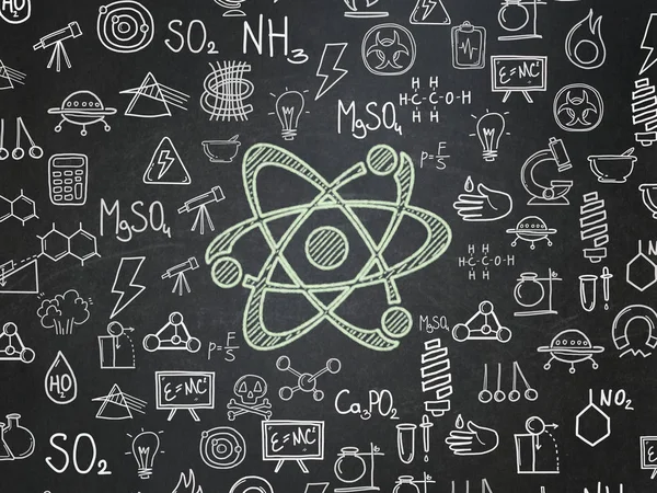 Έννοια επιστήμη: μόριο σε φόντο της Σχολικής Εφορείας — Φωτογραφία Αρχείου