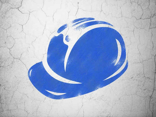 Bina inşaat kavramı: duvar arka plan üzerinde güvenlik kask