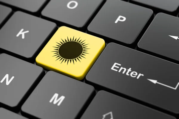 休暇の概念: コンピューターのキーボードの背景に太陽 — ストック写真
