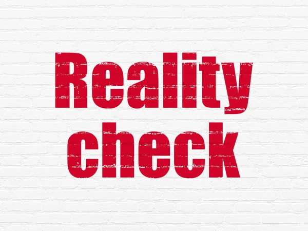 İş kavramı: Reality Check duvar arka plan üzerinde