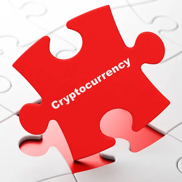 Informatie concept: Cryptocurrency op puzzel achtergrond — Stockfoto