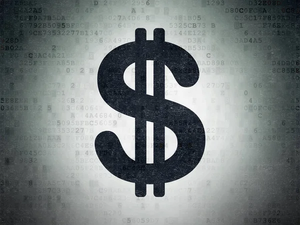 Concepto bancario: dólar en el fondo del documento de datos digitales —  Fotos de Stock