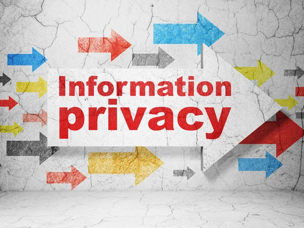 Conceito de privacidade: seta com informações Privacidade no fundo da parede grunge — Fotografia de Stock