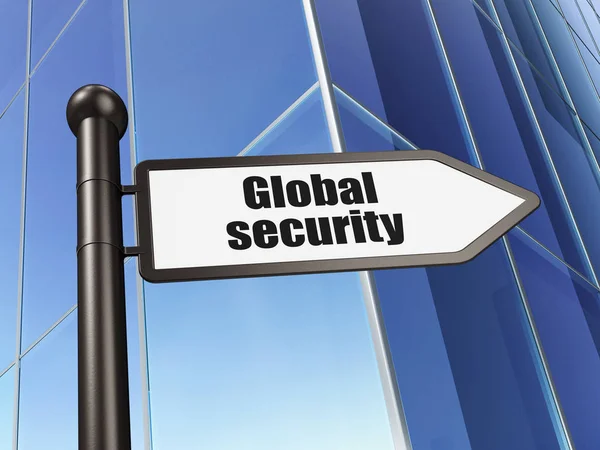 Concetto di protezione: firma Global Security su Building background — Foto Stock